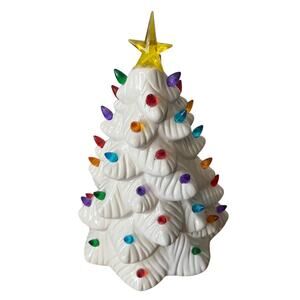 Mr.Christmas White Vintage 2000 Ceramic Tree 15" Tall Multicolor Lights